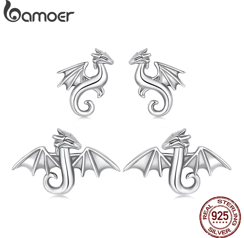 Stříbrné náušnice drak retro styl | šperky 2 ks