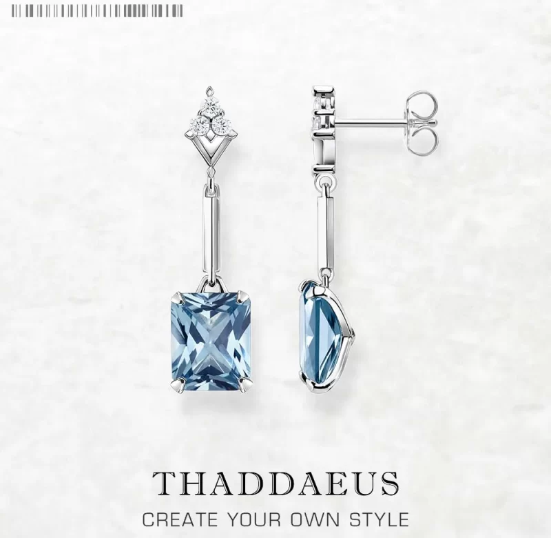 Stříbrné visací čtvercové náušnice aquamarine | šperk 2 ks