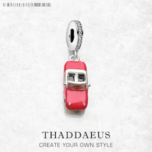 Stříbrný přívěsek auto červený smalt | šperk