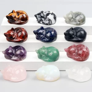 Spící kočka z přírodního kamene | dekorace, figurka