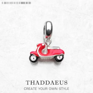 Stříbrný přívěsek retro motorka červená | šperk