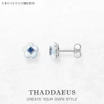 Stříbrné náušnice modrá květina | šperk 2 ks