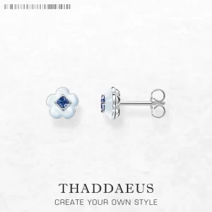 Stříbrné náušnice modrá květina | šperk 2 ks