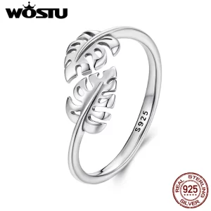 Stříbrný otevřený prsten list monstera | šperk