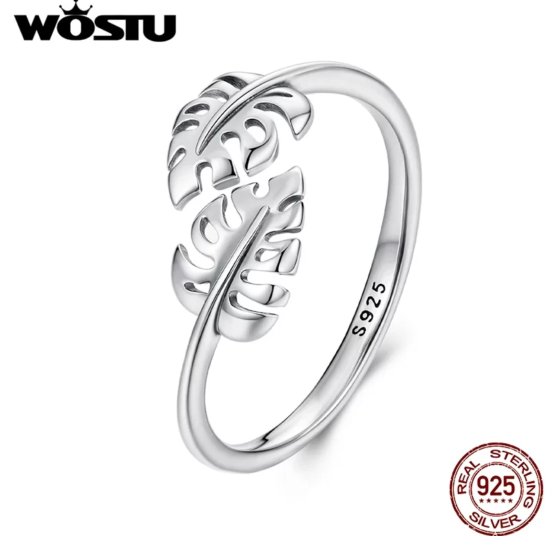 Stříbrný otevřený prsten list monstera | šperk