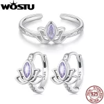 Stříbrný prsten lotus a náušnice vintage | šperk