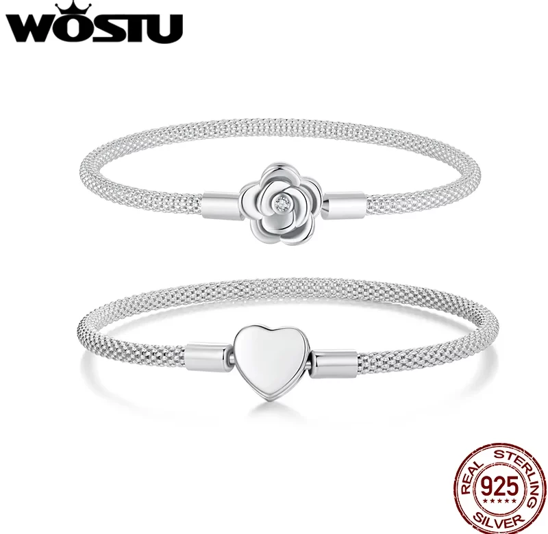 Stříbrný náramek růže srdce | šperk