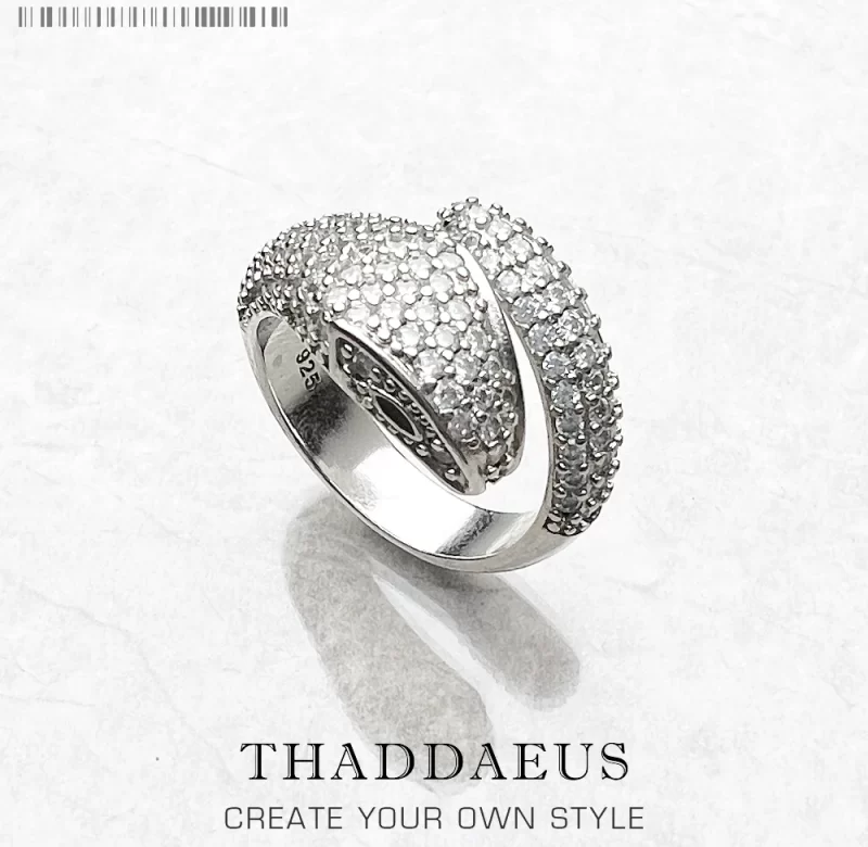 Stříbrný prsten had se zirkony | šperk