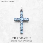 Stříbrný přívěsek kříž s akvamarínem | šperk