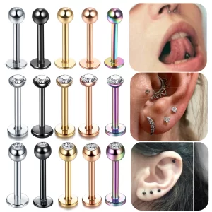 Ocelový piercing s krystalem do ucha | náušnice