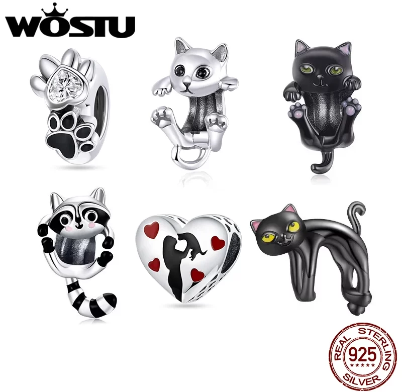 Stříbrný přívěsek kočka WOSTU | stříbrný korálek, přívěsek šperk