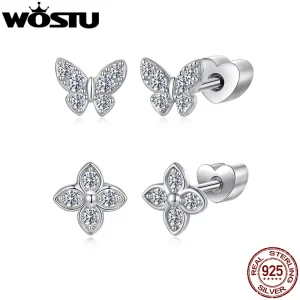 Stříbrné náušnice motýl či čtyřlístek moissanite | náušnice, šperk