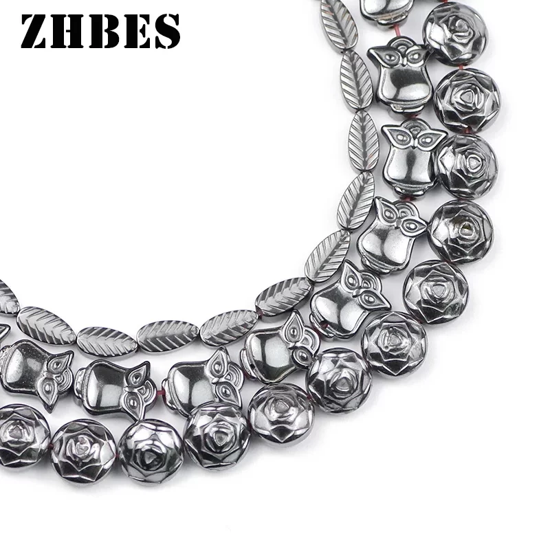 Elegantní přírodní hematitové růže sovy listy | minerály