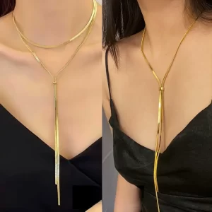 Elegantní dlouhý ocelový náhrdelník | náhrdelník, šperk