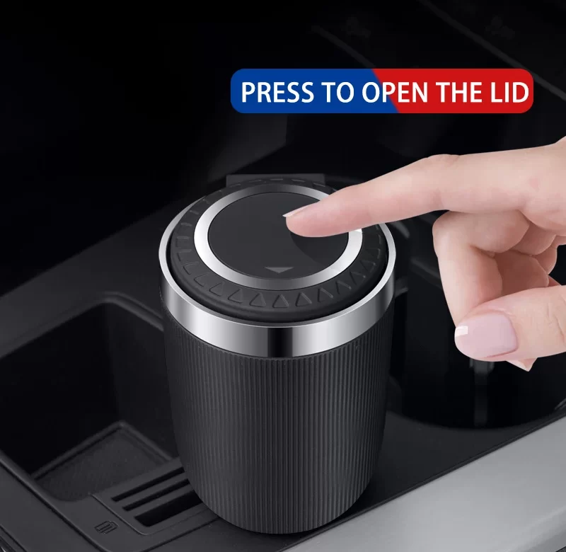 Přenosný nerezový cestovní popelník s led | auto doplněk