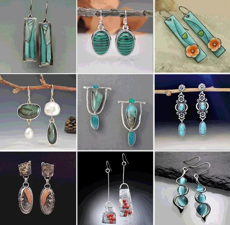 Elegantní visací zelené vintage náušnice | náušnice, šperk