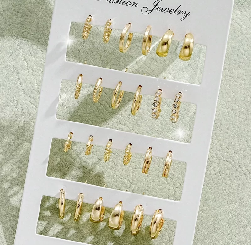 24 ks Kruhové kamínkové náušnice set | šperk