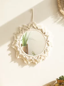 Boho kruhové nástěnné zrcadlo | bytová dekorace