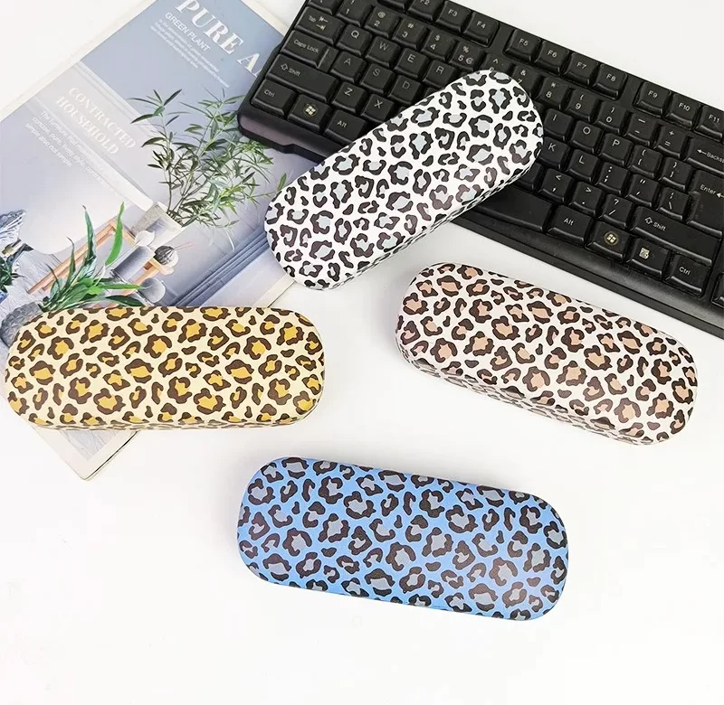 PU kožené pouzdro na brýle leopard | obal na brýle