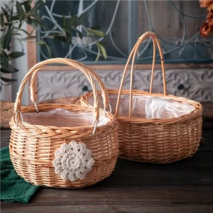 Proutěný košík na květiny s uchem | dekorativní košík, piknikový košík