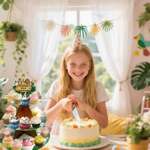 Třípatrový safari stojan cupcakes | narozeninová výzdoba