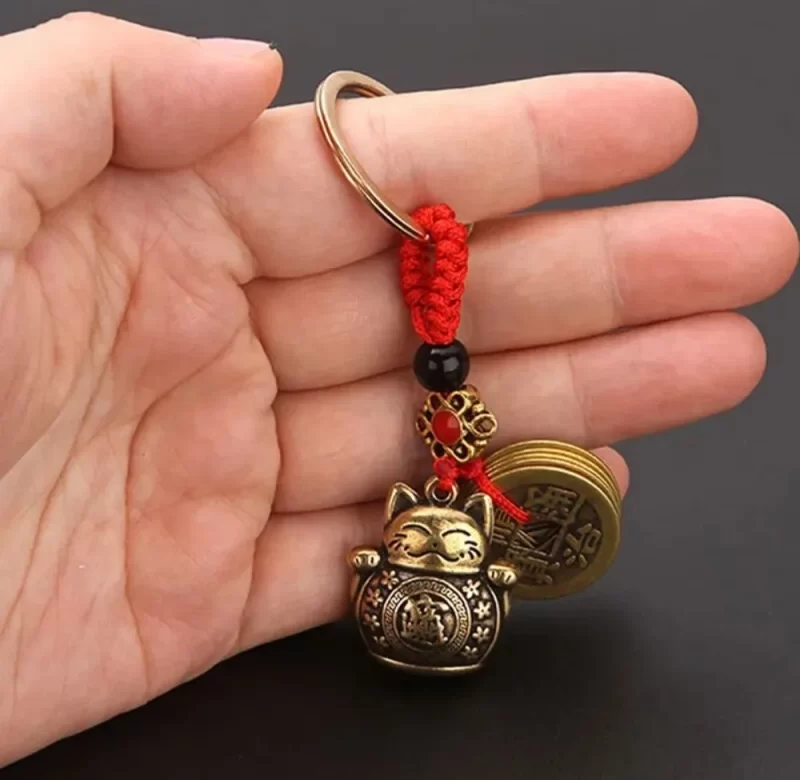 Amulet štěstí feng shui lucky cat | přívěšek, klíčenka