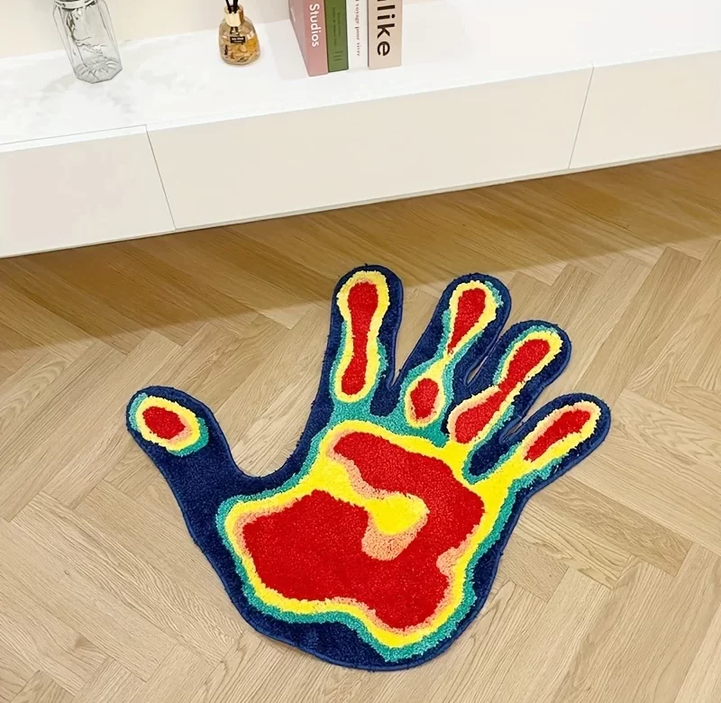 Barevný pratelný plyšový koberec dlaň 80 x 80 cm | předložka