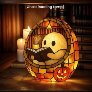 Svítící duch s knihou halloween | lampa, dekorace